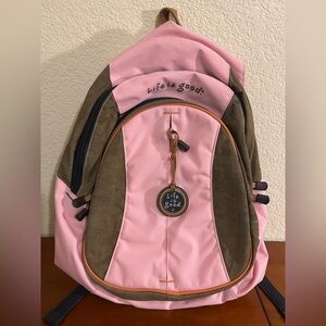 Life is Good Pink and Brown Backpack